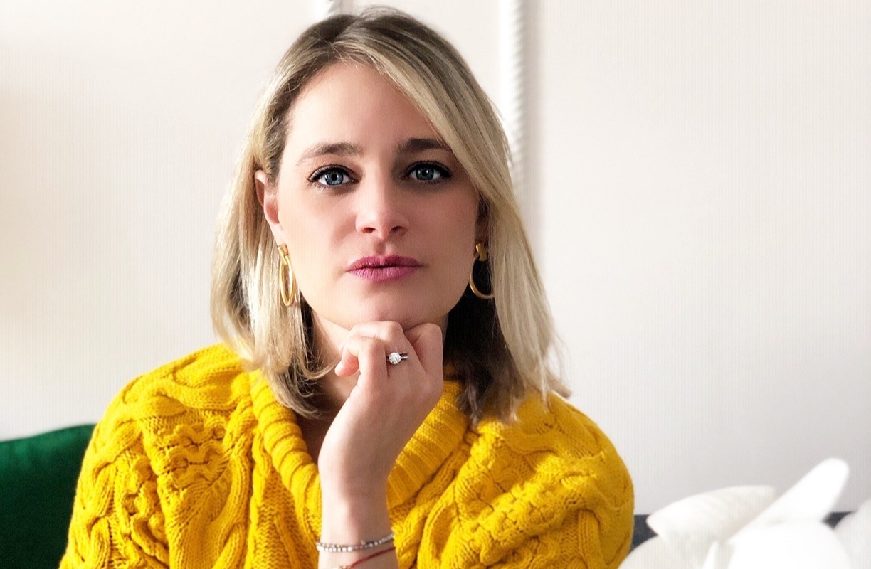 Yellow sweater looking straight-1-1